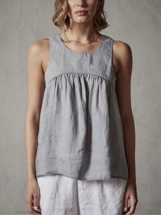 James Perse Tops - James Perse Women’s Gathered 100% Linen Sleeveless Gray Top Sz 2/ Med NWT